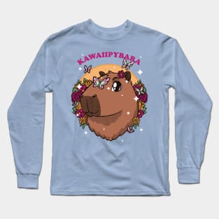 Cute Kawaii Capybara - Flower Pet Gift Long Sleeve T-Shirt